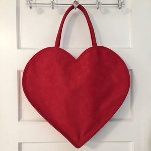 Erin Fetherston giant heart red suedette bag purse